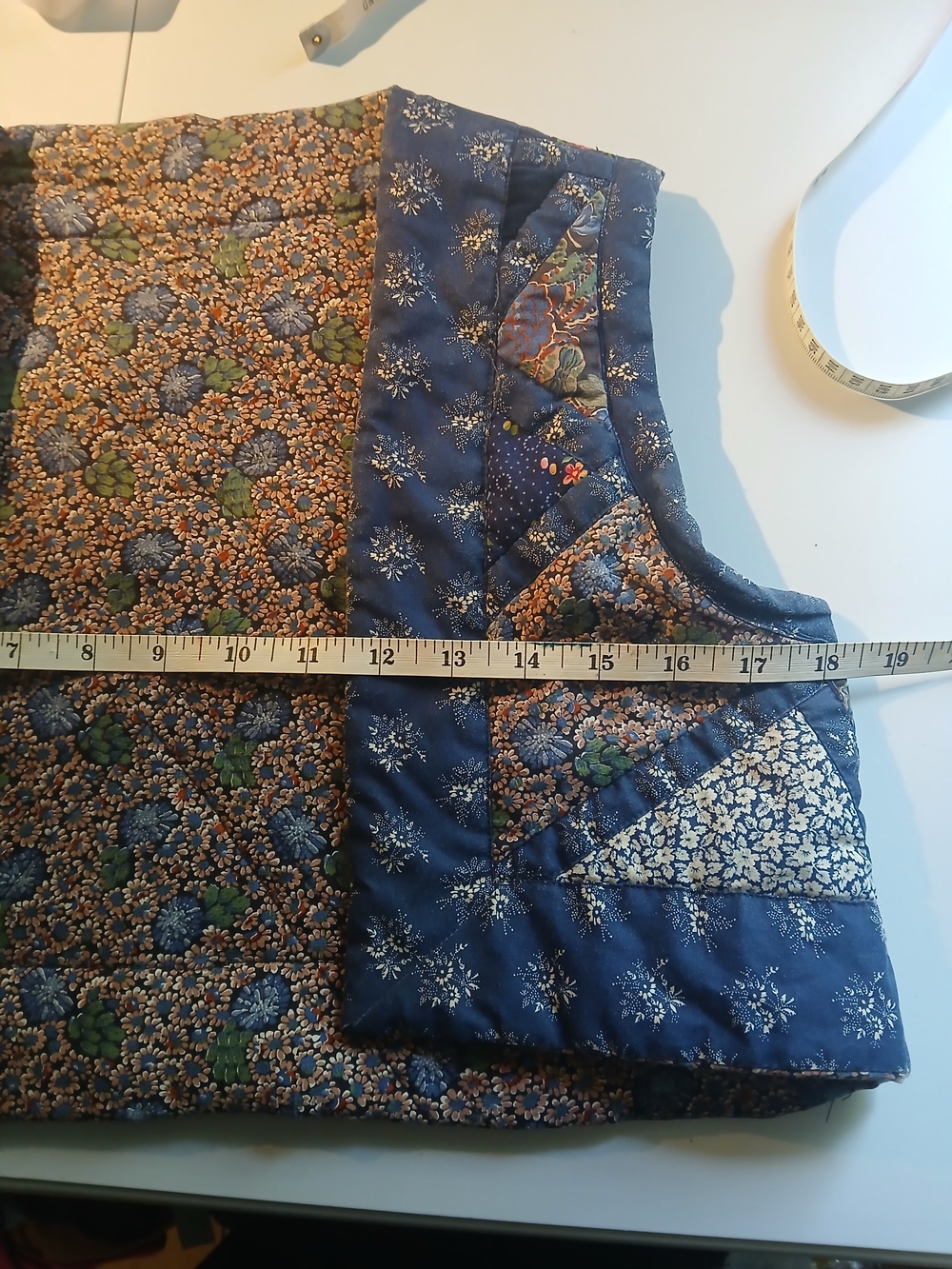 Vintage Festival Boho Patchwork Navy Floral Maxi Skirt Set with Belt - Picture 8 of 10